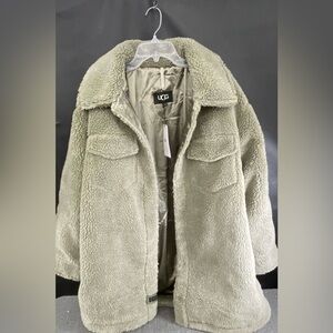 NWT!!!UGG Beige Snap Collared Pockets Mid-Length Women's Long Sleeve Jacket XL
